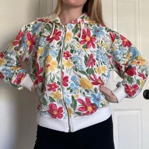 Vintage Floral Zip-Up Hoodie